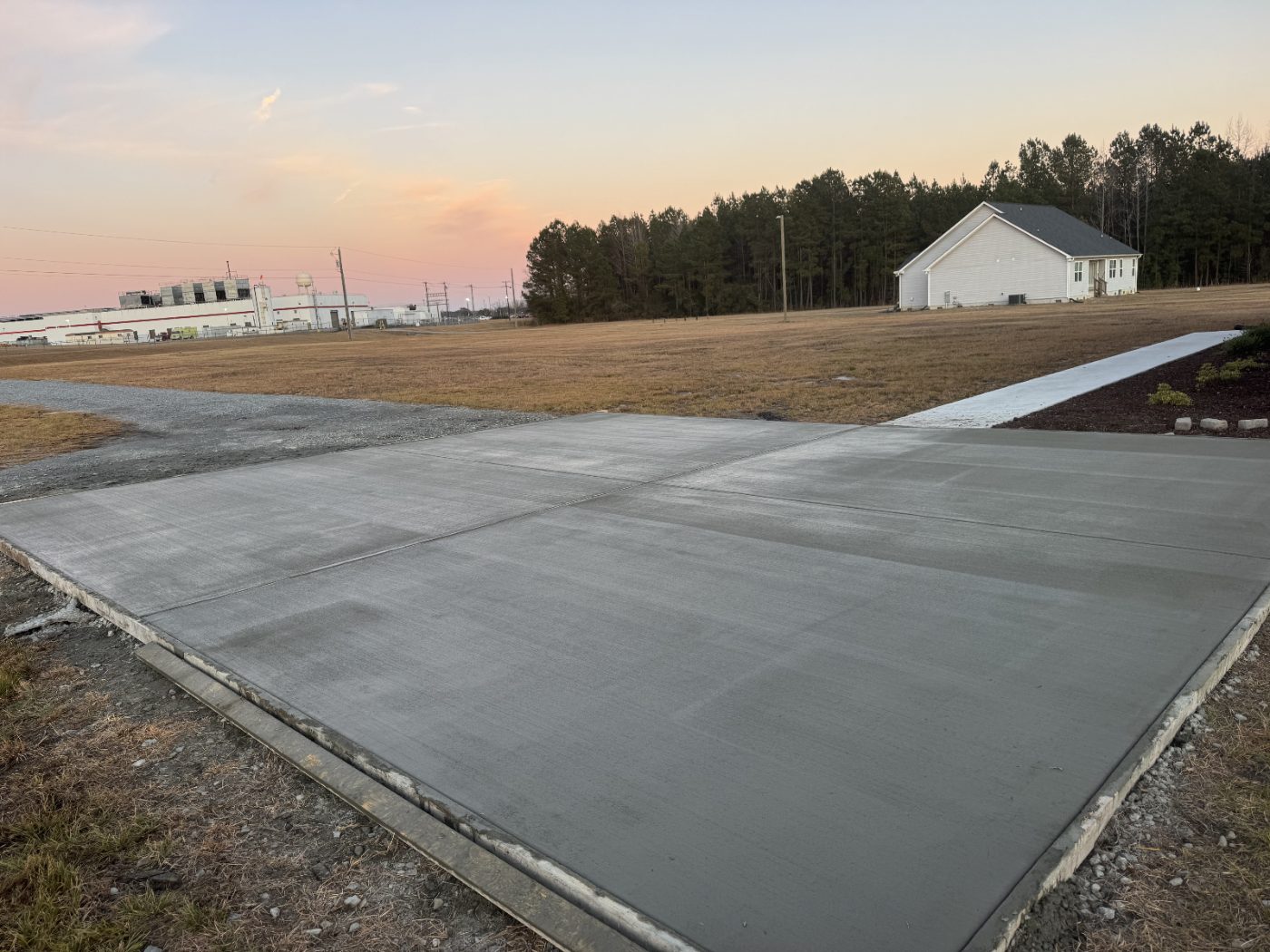 Driveway and walkway poured for new construction in Wilson County